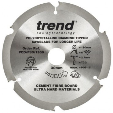 Trend Polycrystalline Circular Saw Blade PCD/FSB/1906 190mm x 6T x 30mm bore