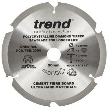 Trend Polycrystalline Circular Saw Blade PCD/FSB/2356 235mm x 6T x 30mm bore