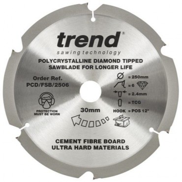 Trend Polycrystalline Circular Saw Blade PCD/FSB/2506 250mm x 6T x 30mm bore