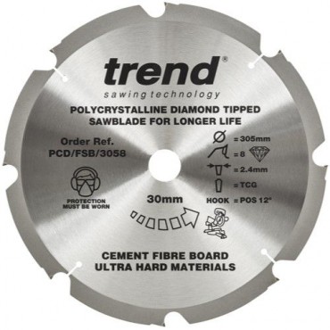 Trend Polycrystalline Circular Saw Blade PCD/FSB/3058 305mm x 8T x 30mm bore