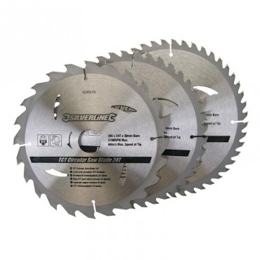 TCT Circular Saw Blades Silverline 205mm Pack of 3