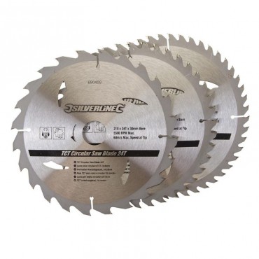 TCT Circular Saw Blades Silverline 210mm Pack of 3