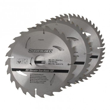 TCT Circular Saw Blades Silverline 200mm Pack of 3