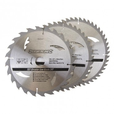 TCT Circular Saw Blades Silverline 230mm Pack of 3