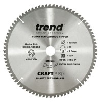 Trend Circular Saw Blade for Aluminium Plastic & Worktops CSB/AP30580 CraftPro TCT 305mm 80T 30mm 57.23