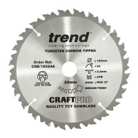 Trend Circular Saw Blade CSB/16024A CraftPro TCT 160mm 24T 20mm £23.85