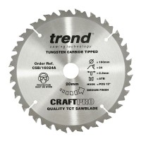 Trend Circular Saw Blade CSB/16024A CraftPro TCT 160mm 24T 20mm 23.85