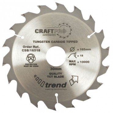 Trend Circular Saw Blade CSB/16518 CraftPro TCT 165mm 18T 30mm
