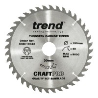 Trend Circular Saw Blade CSB/19040 CraftPro TCT 190mm 40T 30mm 27.62