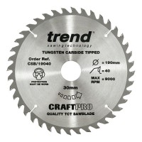 Trend Circular Saw Blade CSB/19040 CraftPro TCT 190mm 40T 30mm 26.16