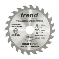 Trend Circular Saw Blade CSB/12024T CraftPro TCT 120mm 24T 20mm 18.15