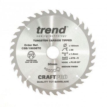 Trend Circular Saw Blade CSB/19036TC CraftPro 190mm x 36T x 30mm x 1.55mm