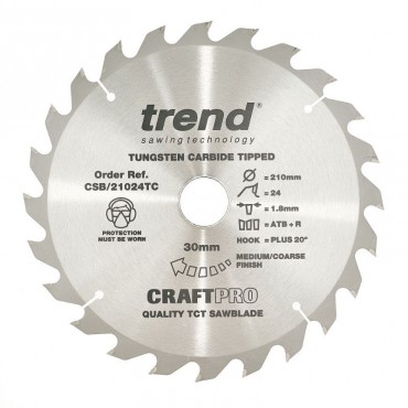Trend Circular Saw Blade CSB/21024TC CraftPro 210mm x 24T x 30mm x 1.8mm