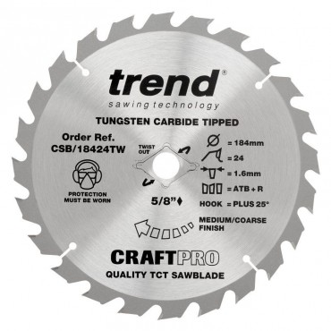 Trend Circular Saw Blade Craft Pro CSB/19024TW 190mm x 24T Wormdrive