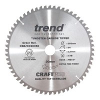 Trend Circular Saw Blade CSB/CC26060 CraftPro TCT Crosscutting 260mm 60T 30mm 48.65