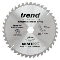 Trend Circular Saw Blade CSB/CC26042 CraftPro TCT Mitre Saw Crosscutting 260mm 42T 30mm 39.25