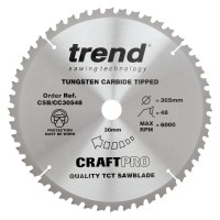Trend Circular Saw Blade CSB/CC30548 CraftPro TCT Mitre Saw Crosscutting 305mm 48T 30mm 52.07