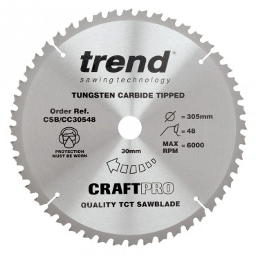 Trend Circular Saw Blade CSB/CC30548 CraftPro TCT Mitre Saw Crosscutting 305mm 48T 30mm
