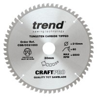 Trend Circular Saw Blade CSB/CC21660 CraftPro TCT Mitre Saw Crosscutting 216mm 60T 30mm £34.73