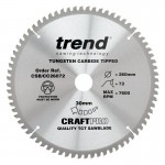 Trend Circular Saw Blade CSB/CC26072 CraftPro TCT Mitre Saw Crosscutting 260mm 72T 30mm 45.62