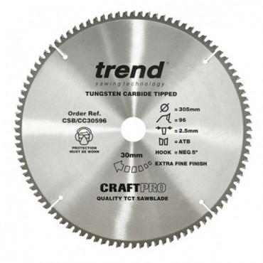 Trend Circular Saw Blade CSB/CC30596 CraftPro TCT Mitre Saw Crosscutting 305mm 96T 30mm 2mm