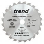 Trend Circular Saw Blade CSB/CC25024 CraftPro TCT Mitre Saw Crosscutting 250mm 24T 30mm 36.67