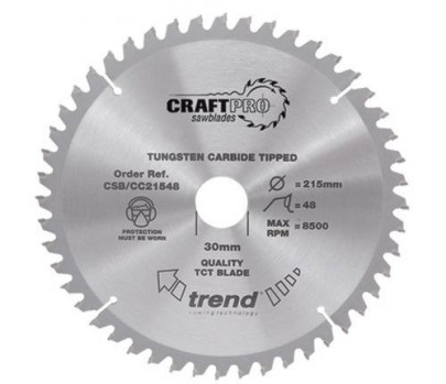 Trend Circular Saw Blade CSB/CC21548 CraftPro TCT Mitre Saw Crosscutting 215mm 48T 30mm
