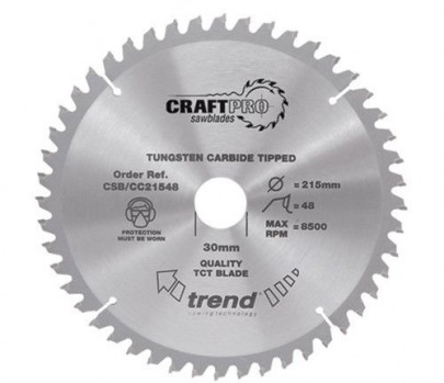 Trend Circular Saw Blade CSB/CC25460T CraftPro TCT Mitre Saw Crosscutting 254mm 60T 30mm Thin