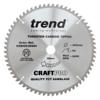Trend Circular Saw Blade CSB/CC30564 CraftPro TCT Mitre Saw Crosscutting 305mm 64T 30mm 55.25