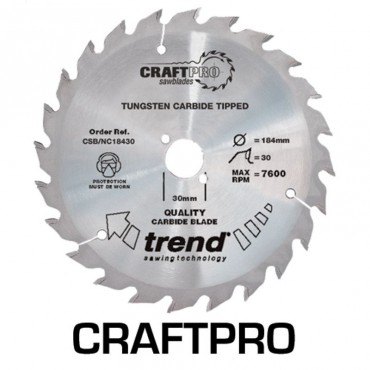 Trend Circular Saw Blade Nail Cutting CSB/NC18430A CraftPro TCT 184mm 30T 30mm