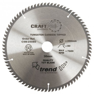 Trend Circular Saw Blade CSB/25080 CraftPro TCT 250mm 80T 30mm