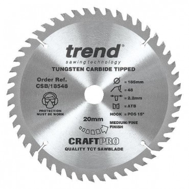 Trend Circular Saw Blade CSB/18548 CraftPro TCT 185mm 48T 20mm