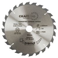 Trend Circular Saw Blade CSB/25024 CraftPro TCT 250mm 24T 30mm 32.88