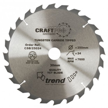 Trend Circular Saw Blade CSB/25024 CraftPro TCT 250mm 24T 30mm