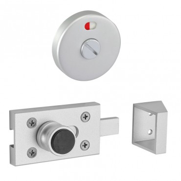 Toilet Cubicle Door Lock with Indicator T207SA Satin Aluminium