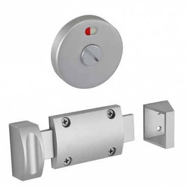 Toilet Cubicle Curved Door Lock with Indicator T208SA Satin Aluminium