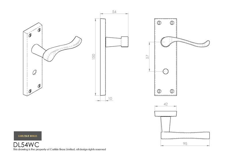 Carlisle Brass DL54WCSC Satin Chrome Door Handles Dimensions