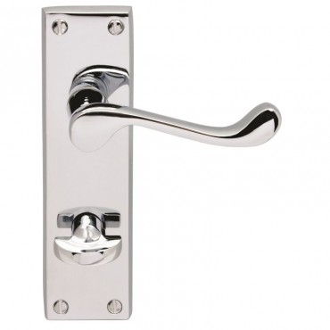 Carlisle Brass Door Handles DL54WCCP Victorian Scroll Bathroom Lock Polished Chrome