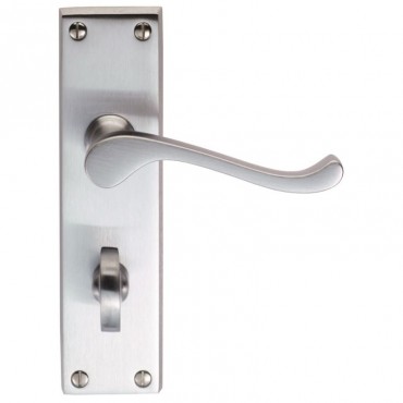 Carlisle Brass Door Handles DL54WCSC Victorian Scroll Bathroom Lock Satin Chrome
