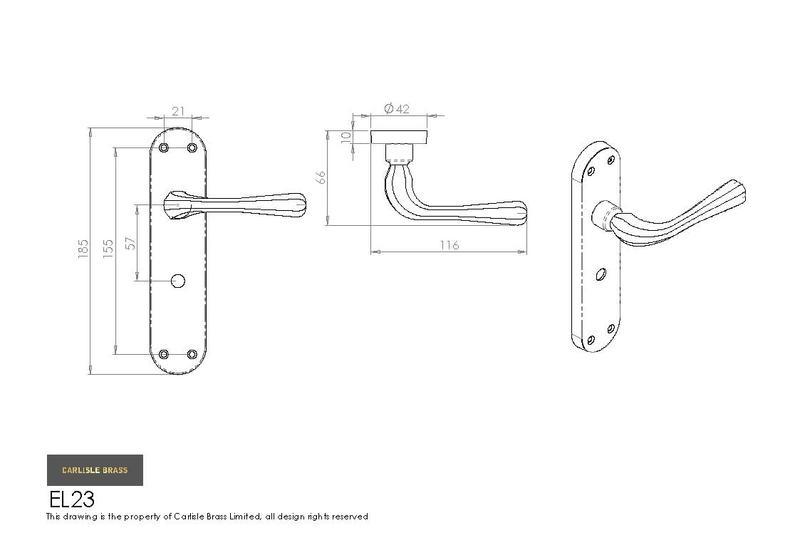 Carlisle Brass EL23 Polished Chrome Door Handles Dimensions