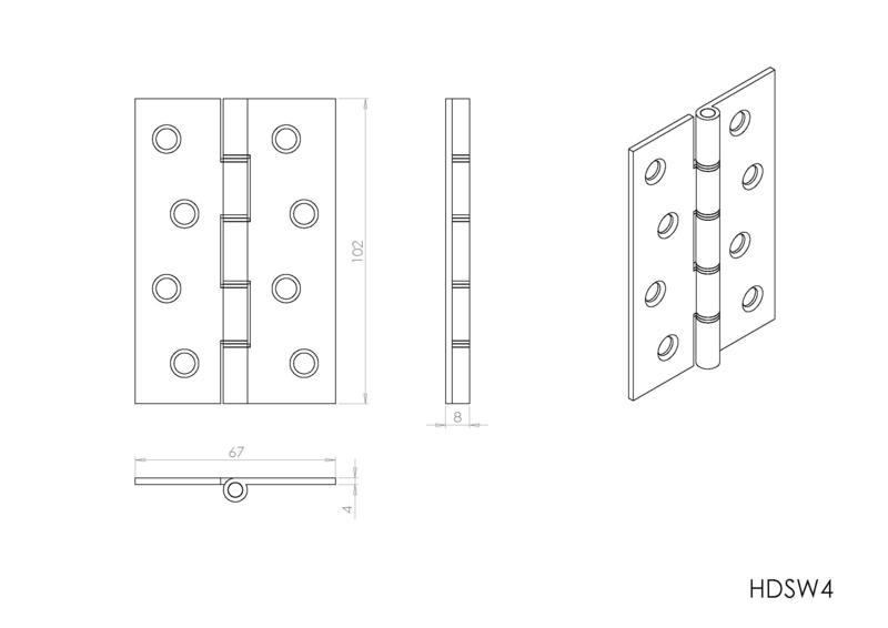 100mm Butt Hinge Hdsw4 Polished Brass Per Single 03HIN1150 from Cookson Hardware