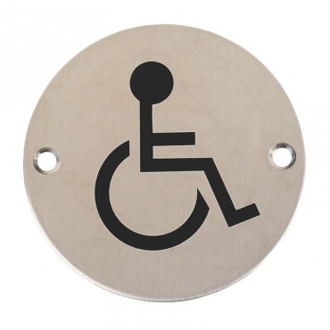 Disabled Toilet Sign Symbol 76mm Diameter SAA