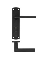 Door Handles Stanza Leon Bathroom Lock on Backplate Matt Black ZPA013-MB 12.08