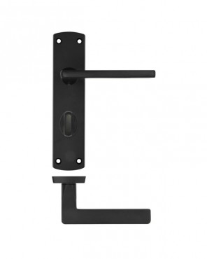 Door Handles Stanza Leon Bathroom Lock on Backplate Matt Black ZPA013-MB