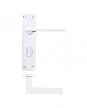 Door Handles Stanza Leon Bathroom Lock on Backplate Polished Chrome ZPA013-CP