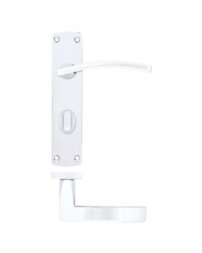 Door Handles Stanza Toledo Bathroom Lock on Backplate Polished Chrome ZPA033-CP