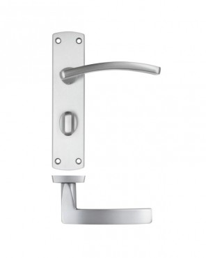 Door Handles Stanza Toledo Bathroom Lock on Backplate Satin Chrome ZPA033-SC