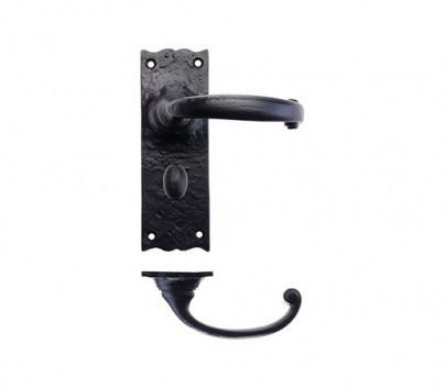 Foxcote Foundries FF113 Traditional Lever Bathroom Lock Door Handles Black Antique