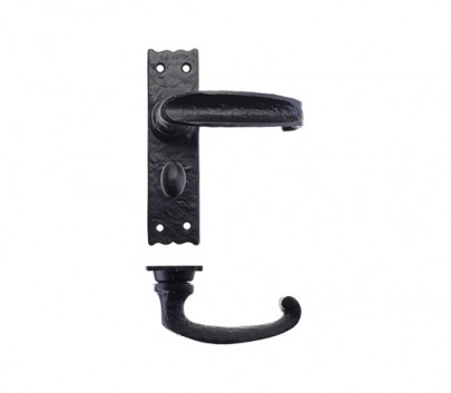 Foxcote Foundries FF213 Slimline Thumb Bathroom Lock Door Handles Black Antique