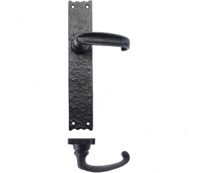 Foxcote Foundries FF512 Slimline Thumb Long Backplate Lever Latch Door Handles Black Antique